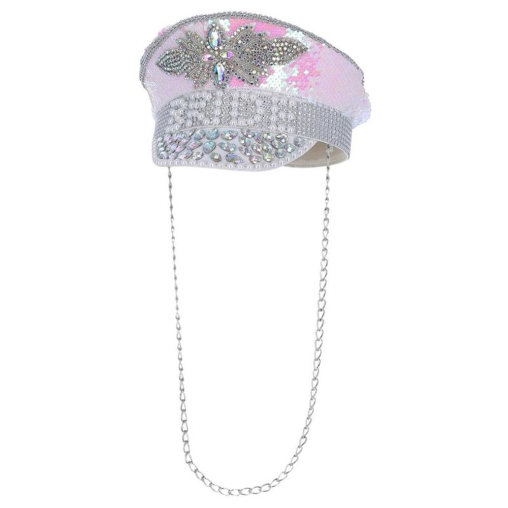 Fever Womens/Ladies Deluxe Bride Pearl Sequin Captains Hat / White
